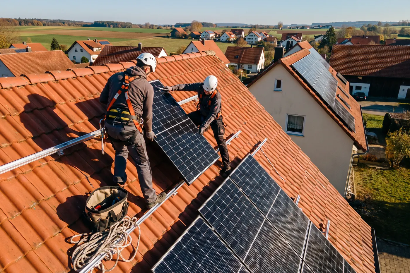 Fotovoltaické panely na střeše rodinného domu